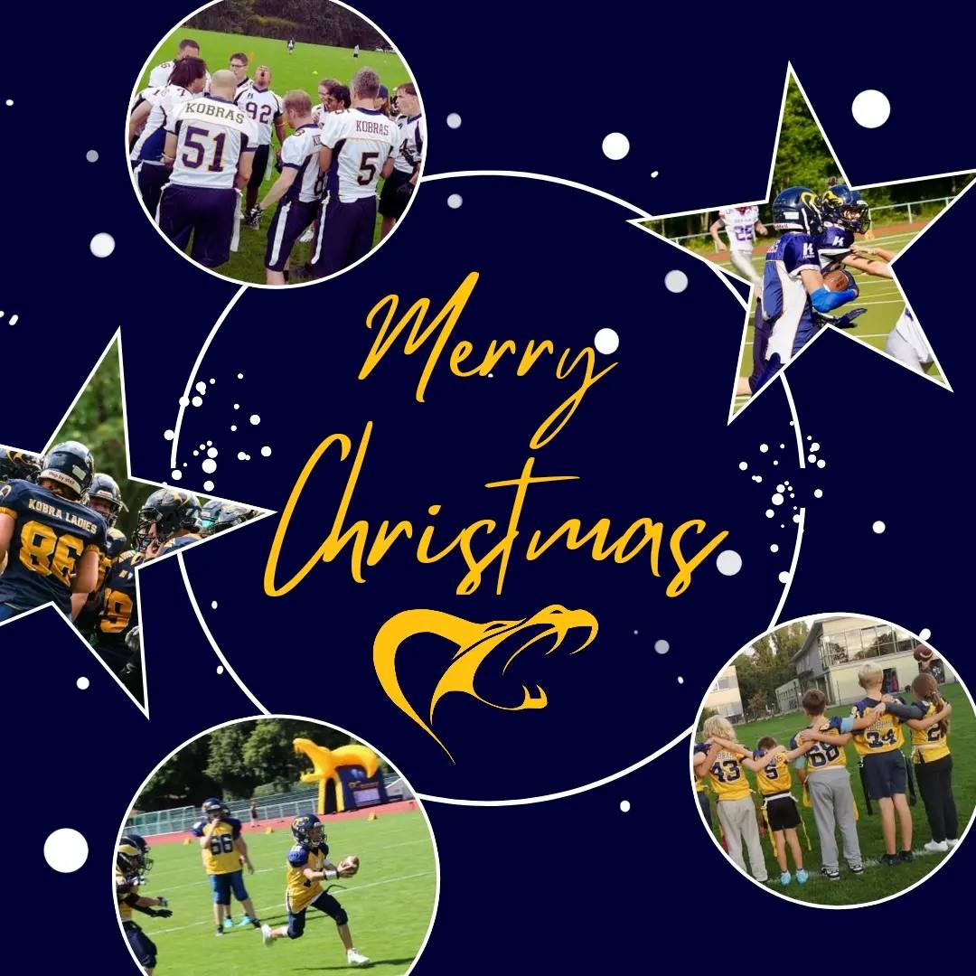 Merry-Christmas-Collage mit Bildern der Kobra-Teams